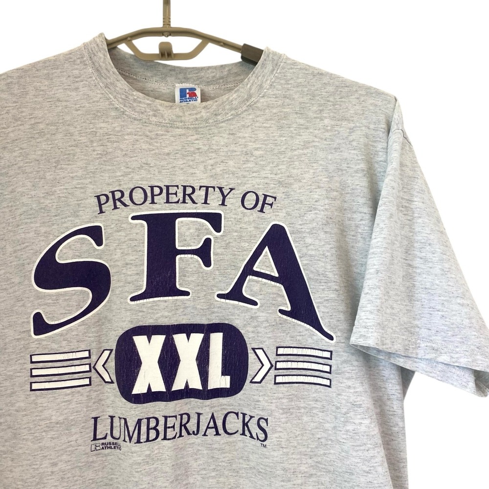 VTG SFA XXL Graphic Tee‎ College Russell T-Shirt Texas Stephen F Austin Gray XL